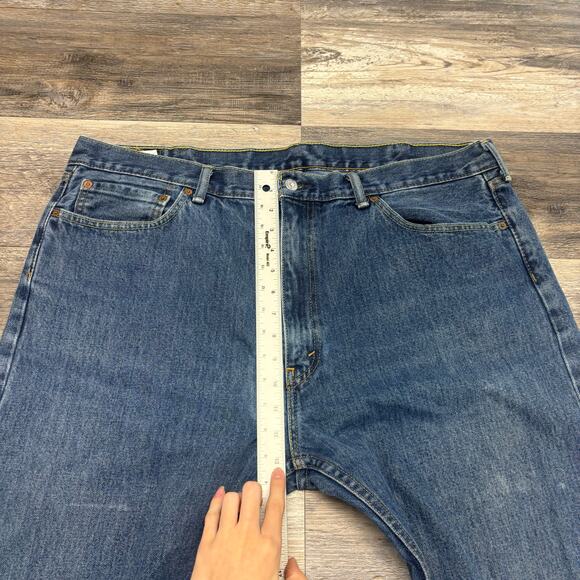 Levis 505 Red Tab Blue Mens 42x31 Regular Fit Straight Leg Mid Wash Denim Jeans - Picture 10 of 14